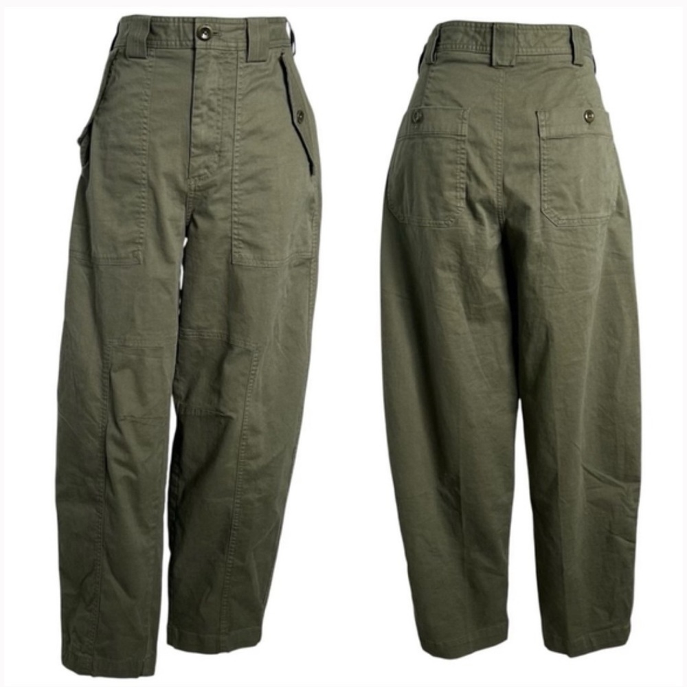 Olive Green Barrel Leg Pants